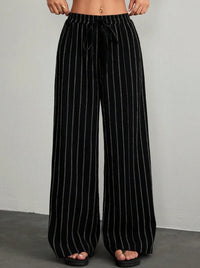 Plus Size High-Waisted Textured Wide-Leg Pants Pear-Shaped Body Slimming 2026 Summer Style Lazy Style Vertical Striped Wide-Leg Pants