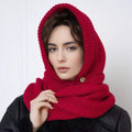 Solid Color Fashion Casual Knit Hat With Cross Scarf