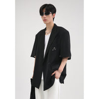 Metal Label Design Detachable Short Sleeve Padded Shoulder Suit