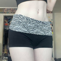 Printed Stitching High Waist Basic Style Casual Super Short Shorts