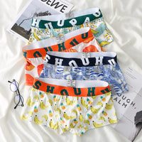 Printed Ice Silk Men's Four Seasons Sexy And Breathable Boxers