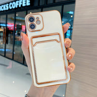 Electroplating Integrated Card Holder Leather Phone Case