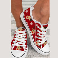 European And American Christmas Foreign Trade WISH Amazon Ebay Red New Style Christmas Elk Casual Flat Canvas Shoes For Women