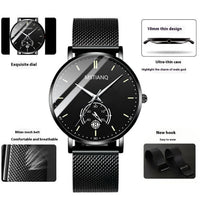 Trade Watch Stylish Black Technology Belt Refined Steel Korean Casual Calendar