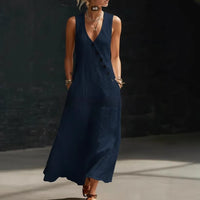 Womens Solid-Color Buttoned Tank Dress