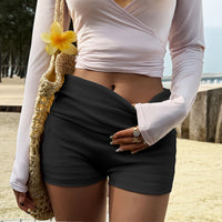Casual All-Match Solid-Colored Shorts Womens Apparel