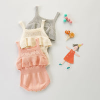 Summer Baby Girl Spaghetti Strap Knitted Romper
