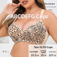 European And American Cup Extra-large Leopard-print Bra Wireless Tank-style Front-closure Lingerie