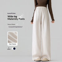 Lightweight Outerwear Belly-Free Lyocell Tencel Linen Drawstring Wide-Leg Pants