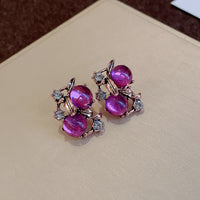 Womens Vintage Fashion Diamond-Encrusted Flower And Leaf Necklace