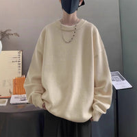 Men's Loose-fit Laid-back Japanese-style Retro Solid-color Sweater