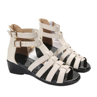 Women's Hollow-out Open Toe Zip Wedge Sandals