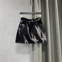 Summer High Waist Slim Personalized Pattern Denim Skirt