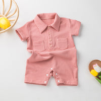 Children's Clothing Short Sleeved Kazakhstan Romper Korean Waffle Triangle Rompers