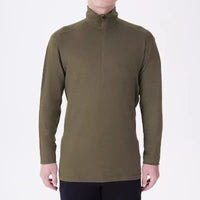 Gray Shell Quick-Dry Half-Zip Mens Outdoor Wool Long-Sleeve