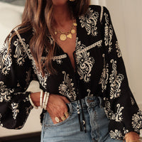 Women's Long-sleeved Printed Cotton Shirt