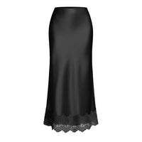 High-waisted Elastic Waist Elegant Sheath Maxi Skirt