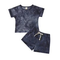 Summer Children's Round Neck Pullover Cotton Tie-dyed Plain Short Sleeve Suit Multi-color