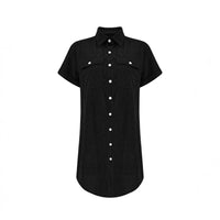 Retro Casual Corduroy Shirt Dress Loose Short-Sleeve Dress