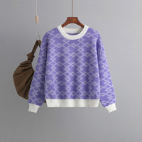 Jacquard Long-sleeved Sweater Loose Round Neck Western Style