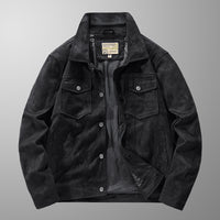 Autumn Thin Suede Jacket Men's Retro Tooling Polo Collar Top