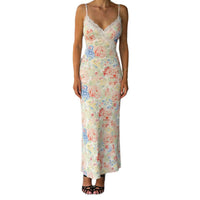 Floral-print Lace Patchwork Dress