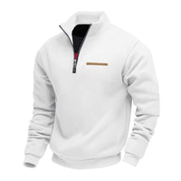 Men's Warm Stand Collar Contrast Stripes Sport Sweatshirt