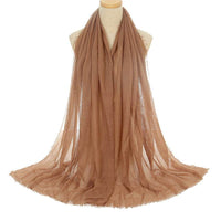 Pleated Viscose Yarn Monochrome Scarf Natural Wrinkled Cotton And Linen Burrs
