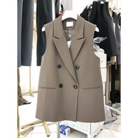 Springautumn Casual Chic Sleeveless Blazer Vest Top