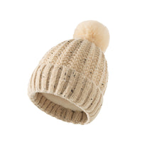 Fleece-lined Warm Fur Ball Adult Knitted Hat Autumn And Winter Women's Wool Single Ball Hat