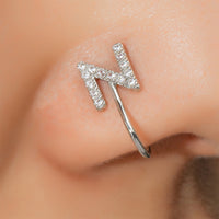 No Piercing Nose Pin Copper Inlaid Zircon Letter U Shape