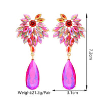 Floral Crystal Teardrop Dangle Earrings Statement Rhinestone Drop Jewelry For Women Party Wedding Bridal Prom