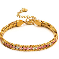 Single-sided Zircon-studded Chain Pearl Bracelet