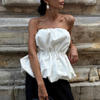 Womens Sleeveless Ruched Tube Top