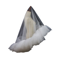 Heavy Industry Ruffled Bridal Veil White Double Layer Studio Travel Photo Exterior Puffy Soft Veil
