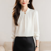 French-style Elegant Long-sleeve Chiffon Professional Top