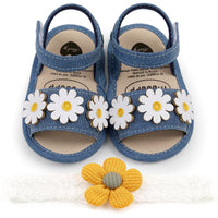 Girls' Summer Sunflower Soft Bottom Toddler Shoes Hair Band Two-piece Set