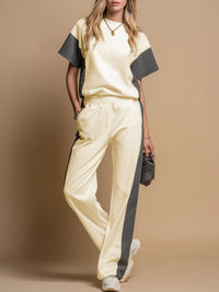 Stylish Minimalist And Relaxed Fit Womens Short Sleeve Set