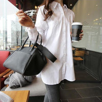 Mid-length White Shirt Women's Long Sleeve