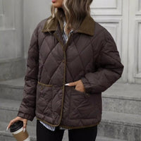 Dark Brown Vintage High-End Multi-Functional Warm Cotton Coat With Long Sleeves And A Lapel Collar