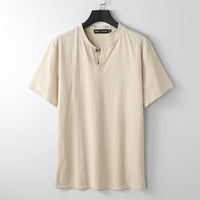 Short Sleeve T-shirt Sub-cotton And Linen Slit Loose Plus-sized Half Sleeve
