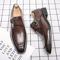 Spring And Autumn Fashion Square Buckle Low-cut Dress Leather Shoes