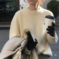 Soft Nuo Gentle Round Neck Pullover Loose Bottoming Sweater For Women
