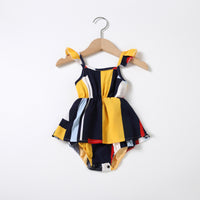 Printed V-neck Suspender Bodysuit For Women And Girls