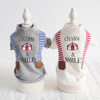 Striped Fake Suspenders Printed Sweater, Dog Clothes