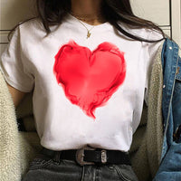 Women's Short-sleeve Printed Crew-neck White T-shirt