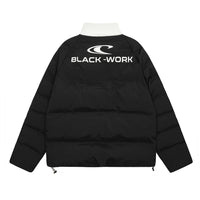 Ribbon Patchwork Stand-up Collar Bread Loose Warm Cotton Coat