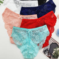Lace-trimmed Low-rise Thong With Bow And Cutout Design For Women