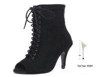 Women's Black Denim Gaobang Peep Toe High Heels