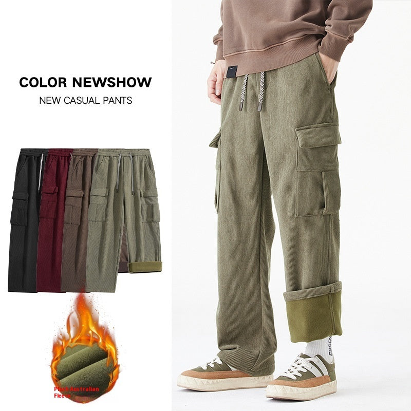 Retro Corduroy Pants Fleece-lined